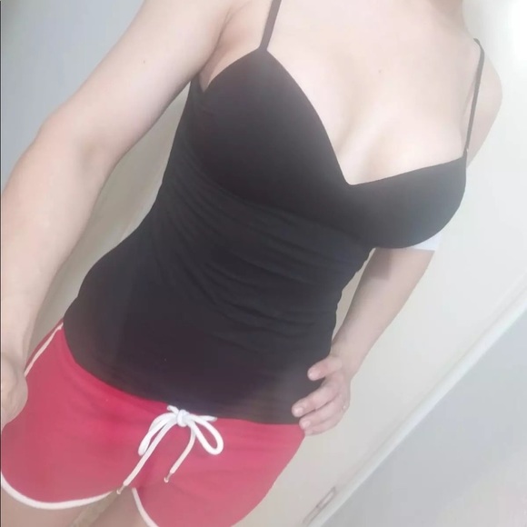 Tank top padded camisole push up built in black 1pc - Picture 6 of 16